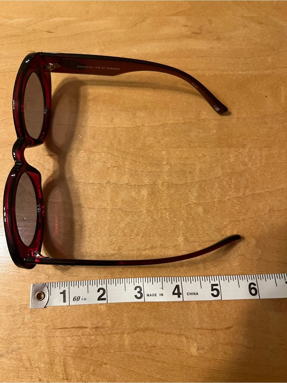 Le Specs Burgundy Oval Sunglasses with Dark Lenses